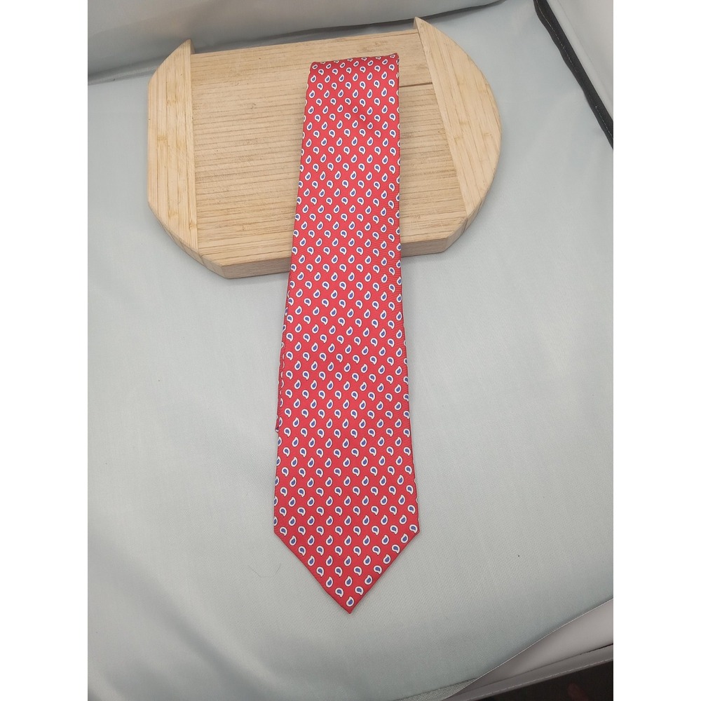 Lauren‎ by Ralph Lauren 100% Silk Red Gold Paisley Neck Tie Hand Made in Italy
